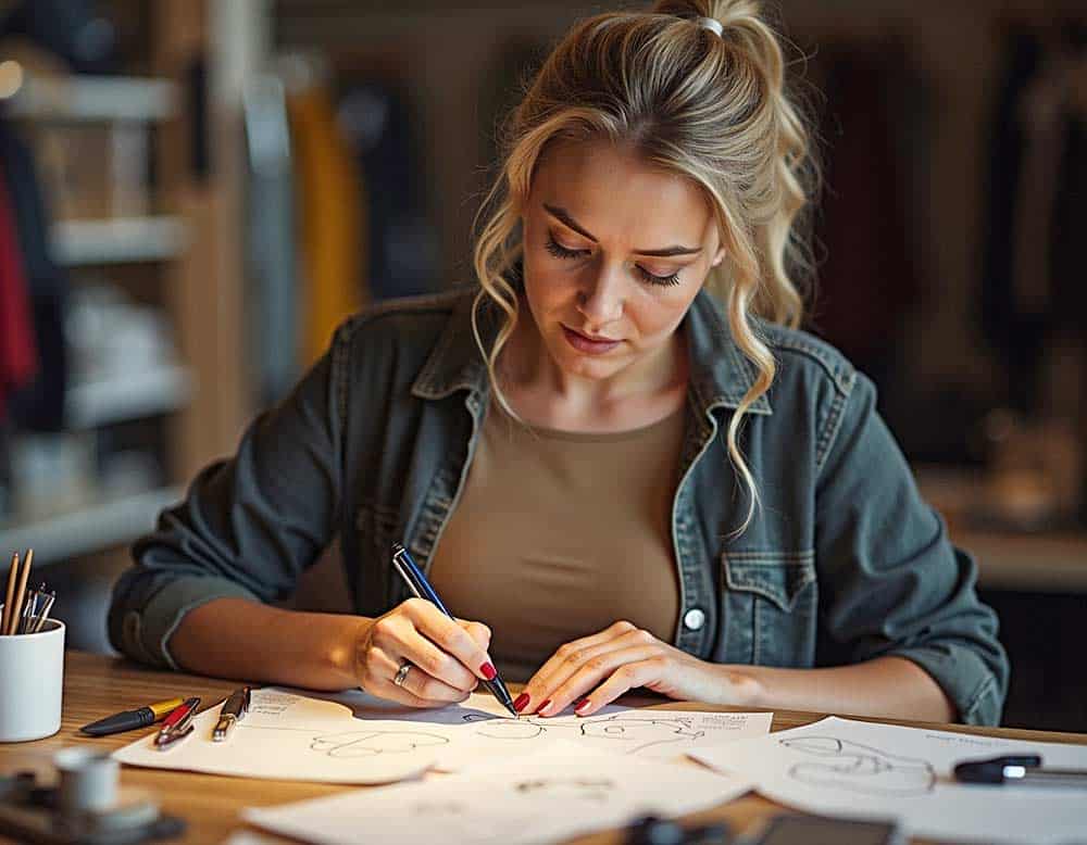 Frau bei der Arbeit in einem kreativen Beruf (NF)