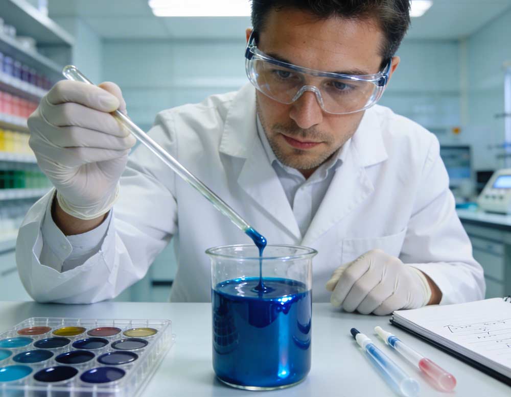 Lacklaborant bei der Arbeit