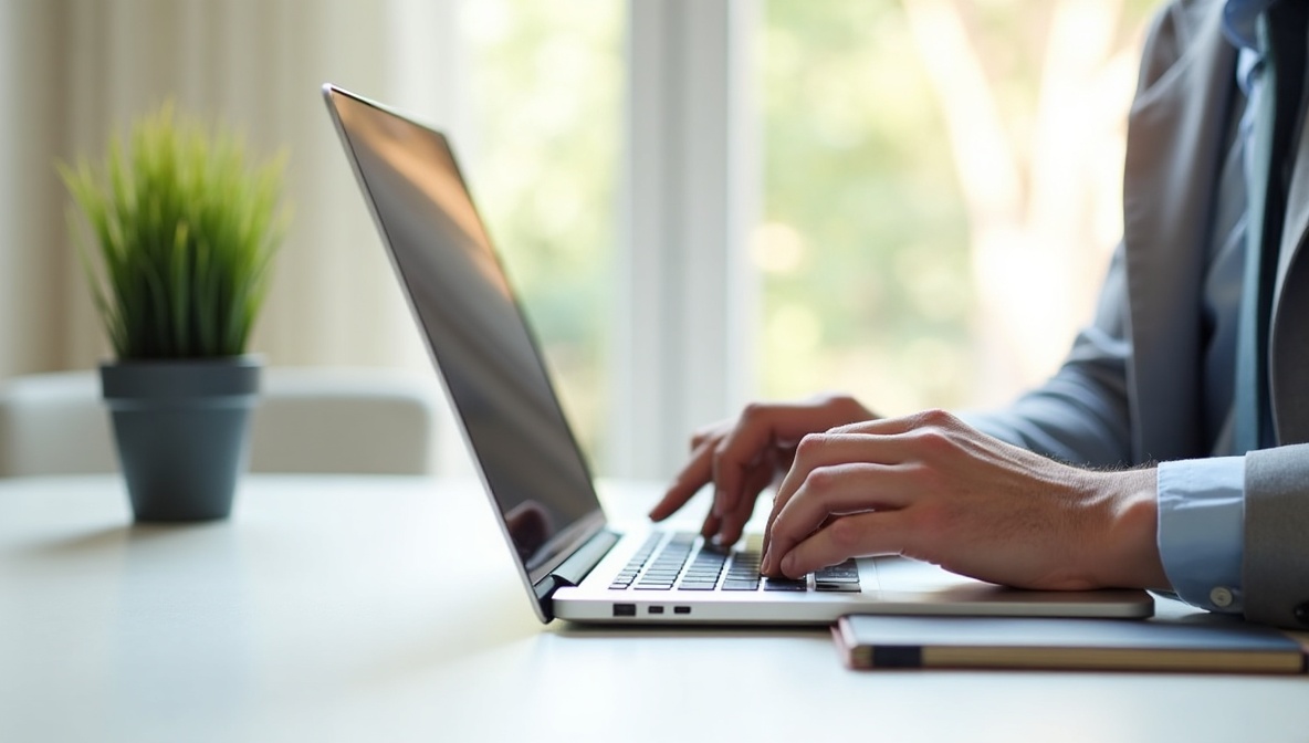 Laptop mit einer kurzen professionellen Absage-E-Mail auf dem Bildschirm