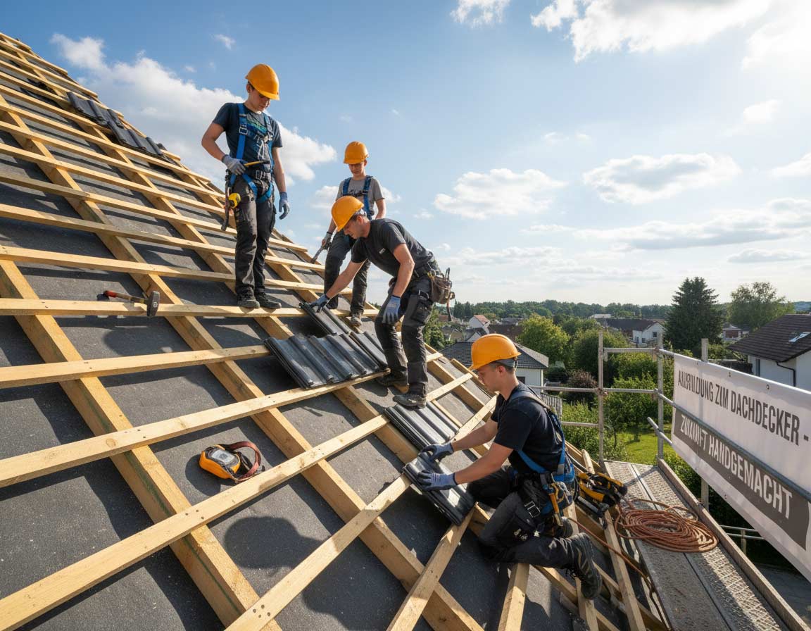 Auszubildende für den Dachdecker Beruf Auszubildende für den Dachdecker Beruf