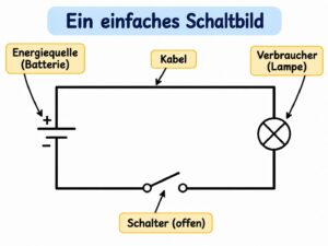 Ein einfaches Schaltbild mit Beschriftungen